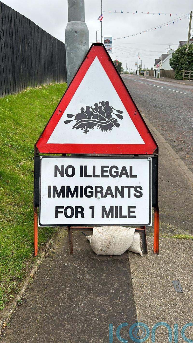 Police remove anti-immigration sign from Co Tyrone village