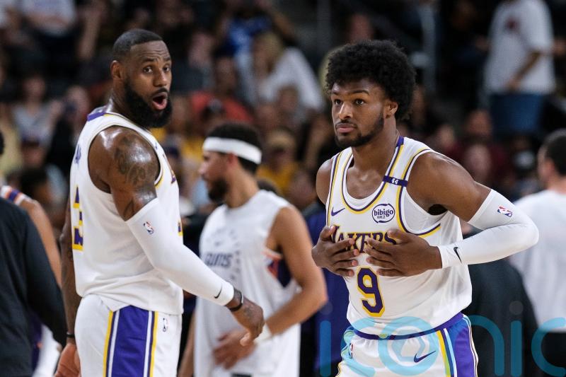 Lebron James plays alongside son Bronny in pre-season outing