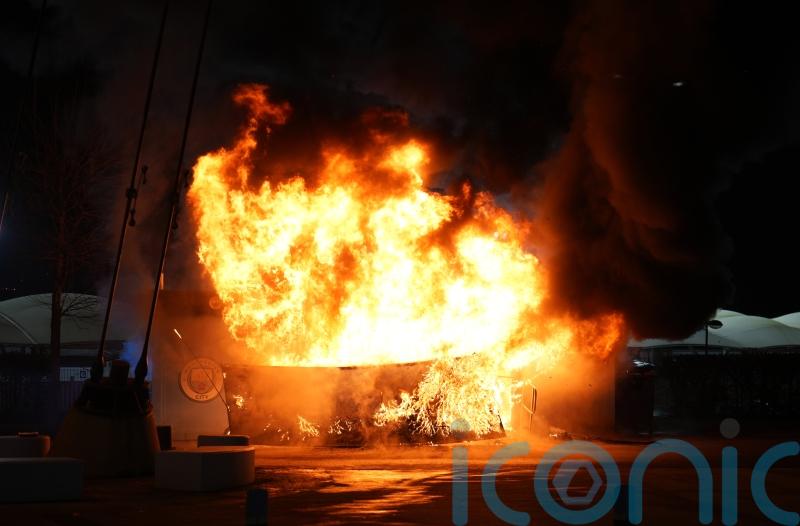Merchandise stand catches fire outside Etihad Stadium