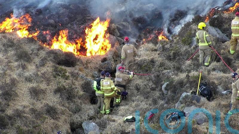 More than 50 firefighters battle blaze in the Mourne Mountains
