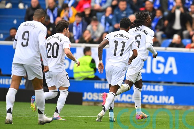 Real Madrid close gap on Barcelona with Alaves win as Kylian Mbappe sees red