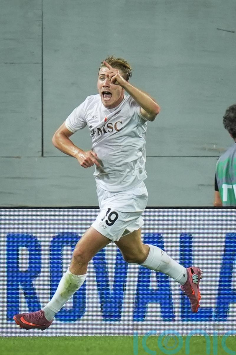 Rasmus Hojlund scores on Napoli debut