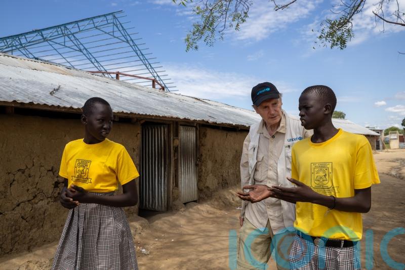 Liam Neeson witnesses impact on children of global funding cuts in South Sudan