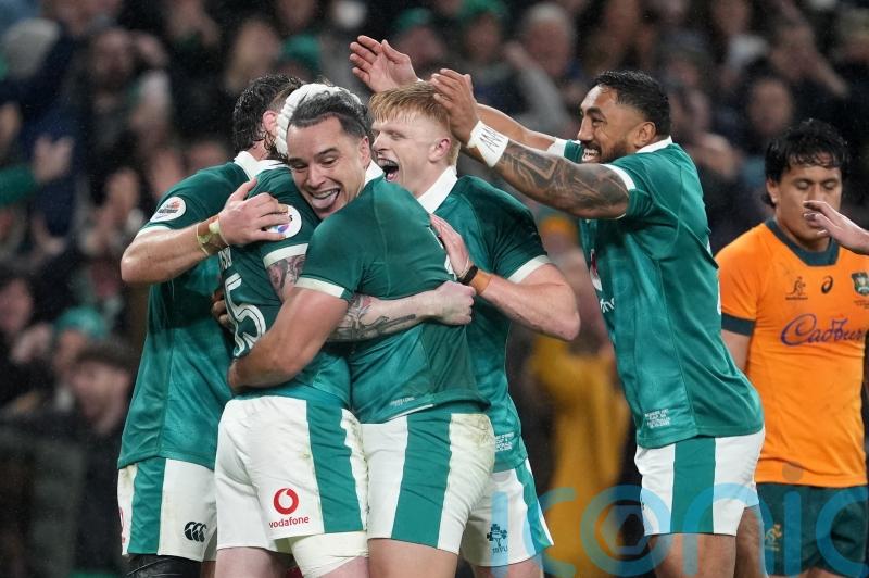 Mack Hansen scores rapid hat-trick as Ireland beat Australia for record win