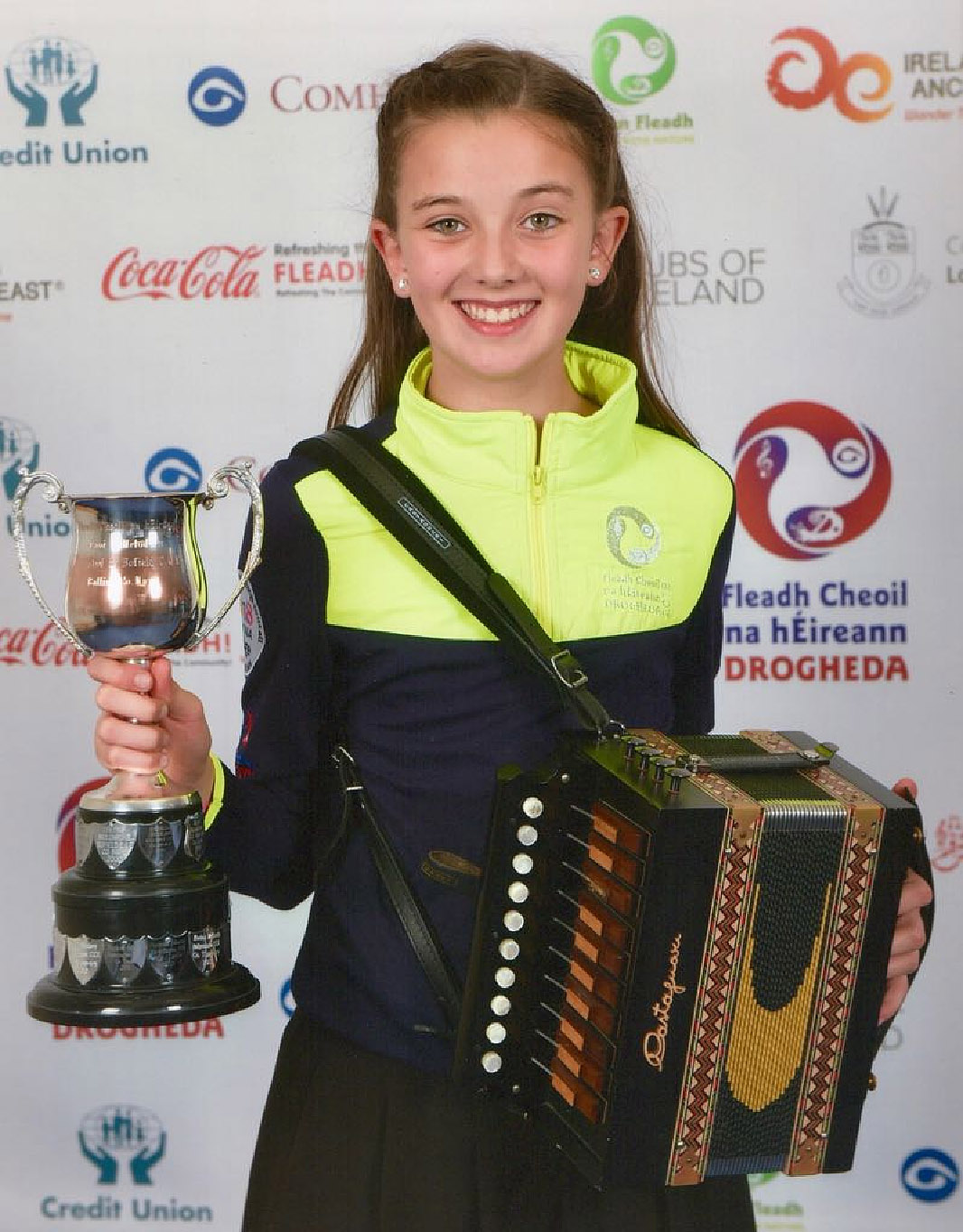 Anna McCaul C.C.É. Dún Dealgan winner of the Under 12 Melodeon  competition at Fleadh Cheoil na hÉireann in Drogheda
