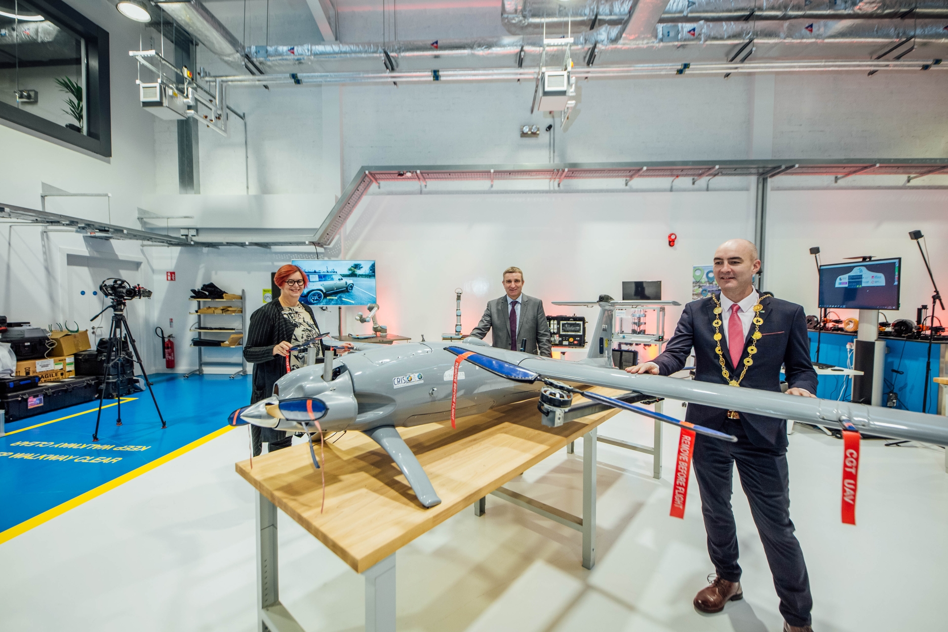 University of Limerick President Professor Kerstin Mey, Minister of State at the Department of Further and Higher Education, Research, Innovation and Science Niall Collins and Mayor of Limerick City and County Daniel Butler. PIC: Brian Arthur