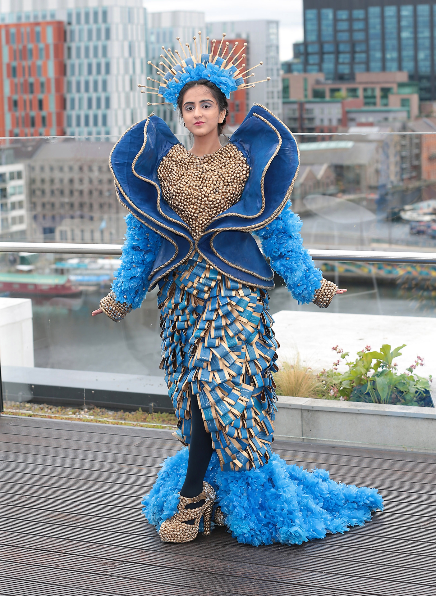 Maha Shahzadi, Colaiste Nano Nagle,Limerick  pictured at the final of Junk Kouture 2022 at the Bord Gais Energy Theatre PIC: Brian McEvoy