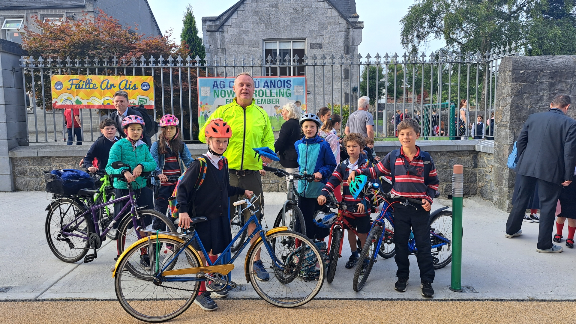Members of Limerick School Cycle Bus on the new school street