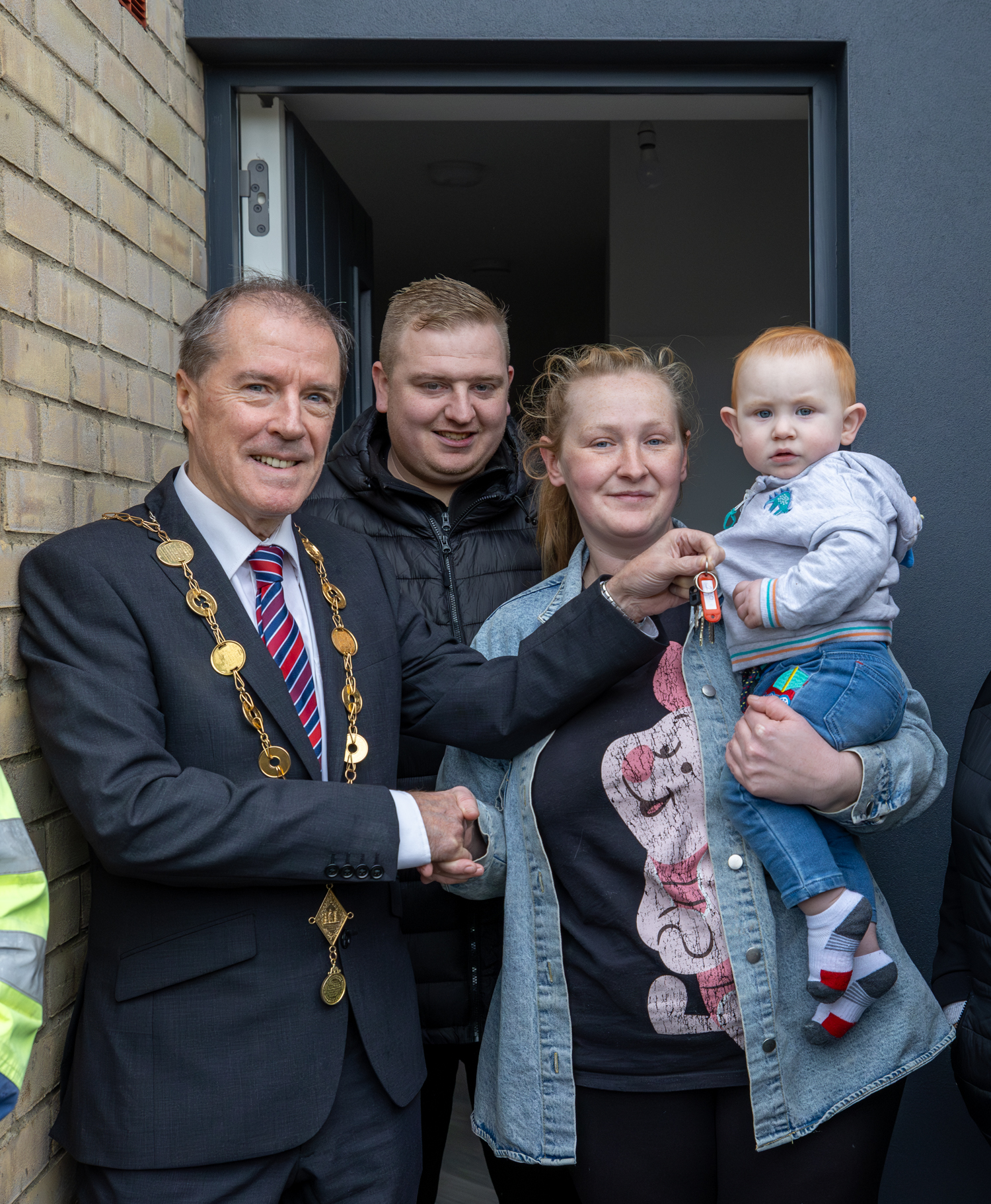 Amy Butler, Alan Hughes and baby Jaylen meet The Mayor of the City and County of Limerick, Cllr Gerald Mitchell