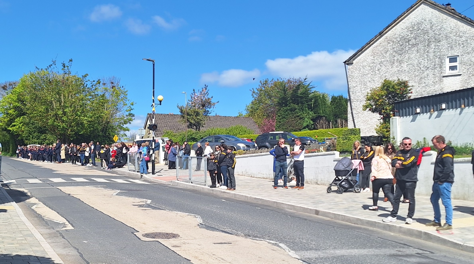 A guard of honour for Shay outside his former school | Picture: Ellen Gough