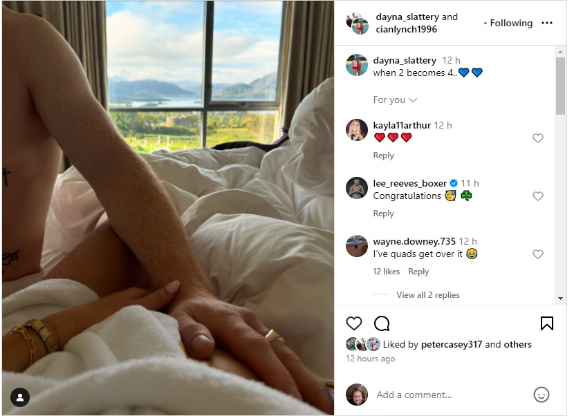 El lanzador Cian Lynch y su socia Dayna Slattery comparten felices noticias sobre bebés 'dobles'