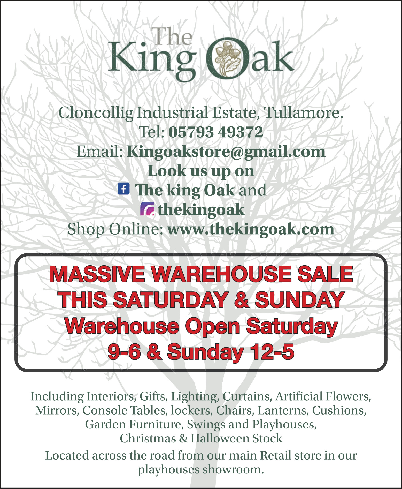 'Massive sale' this weekend in popular furniture store in Tullamore
