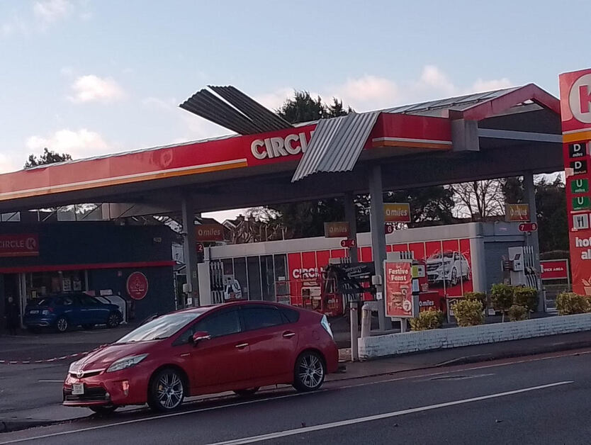 Pictured: Circle K on the Ennis Road damaged by Storm Darragh. Image by Desmond McCarthy.