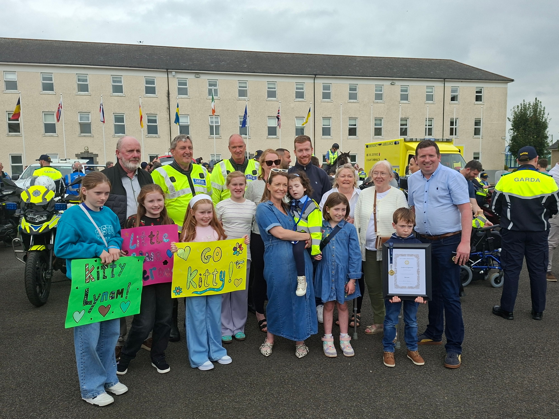 Kitty's family beamed with pride, as their little girl was made an honorary Garda