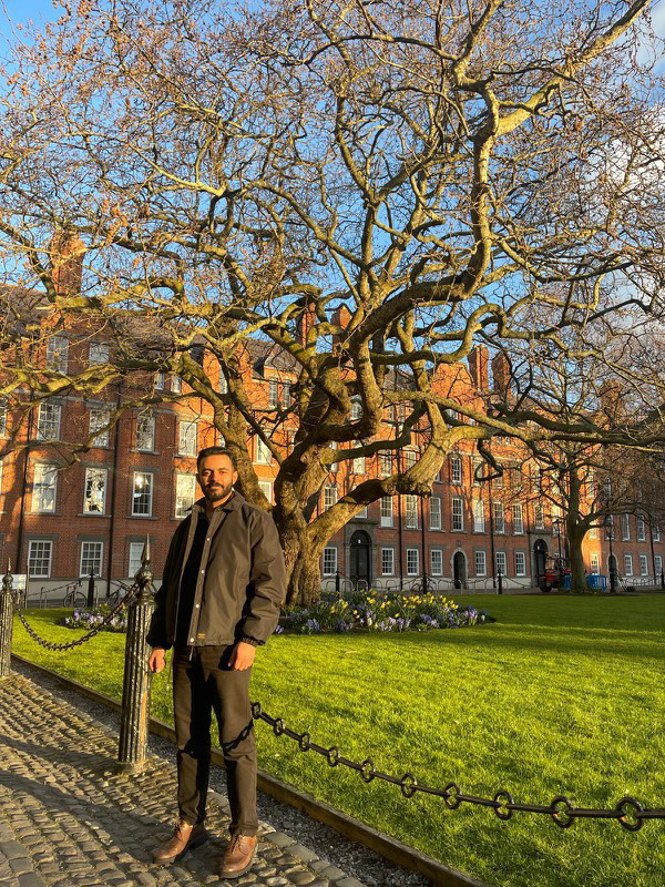 Abdallah at Trinity where he is now studying for a master's degree 
